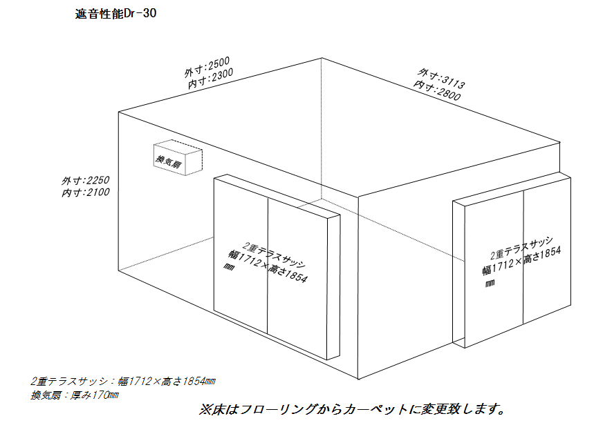 ヤマハアビテックス 防音室中古 Anu45hh