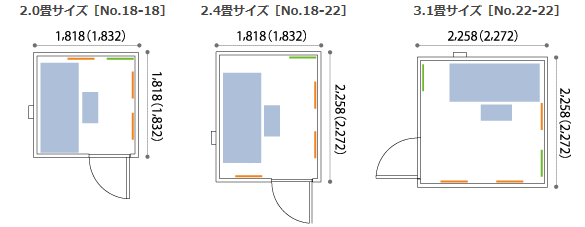 2.0畳～3.1畳サイズ